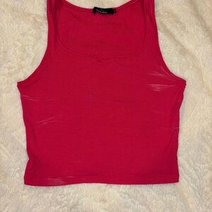 Pink Sleeveless Fitted Crop Top
